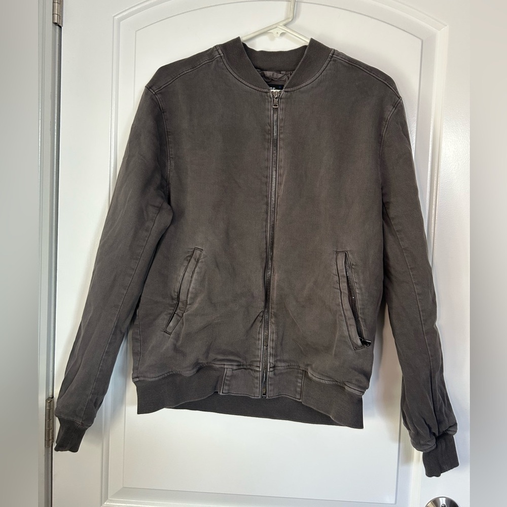 PAIGE Men's Hayward Bomber Jacket Vintage Grey Size Medium 90s Minimalist Boxy